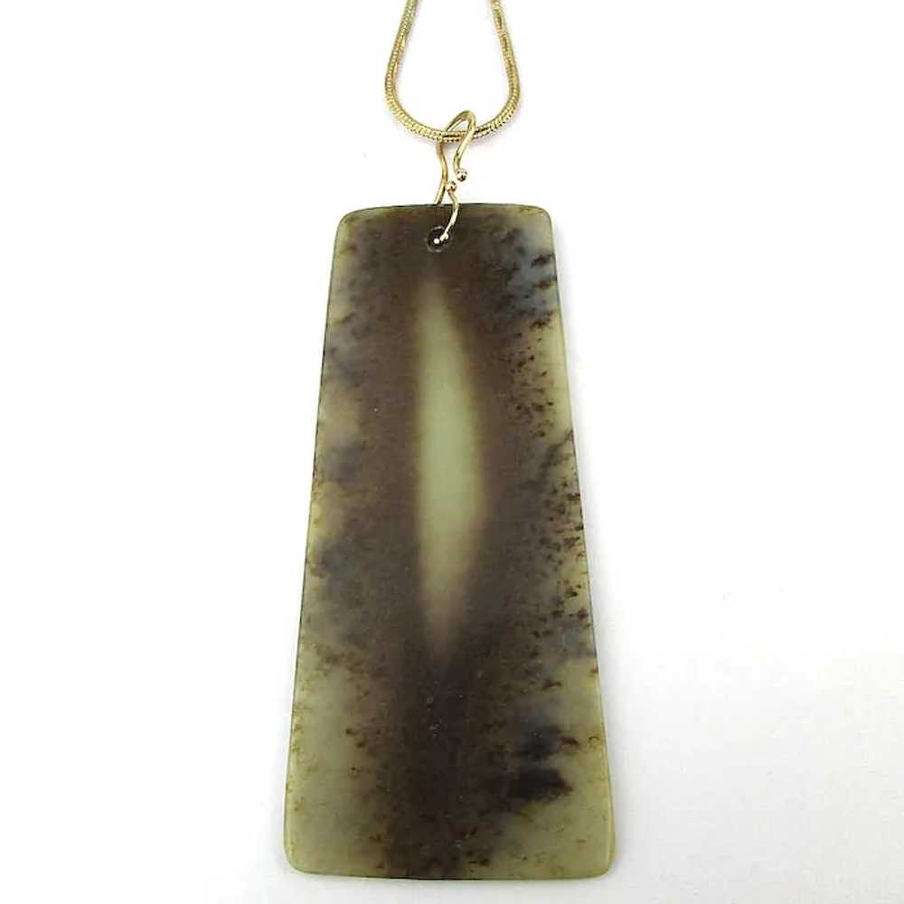 Handcarved Mystery Stone Pendant on Gilded Chain … - image 2