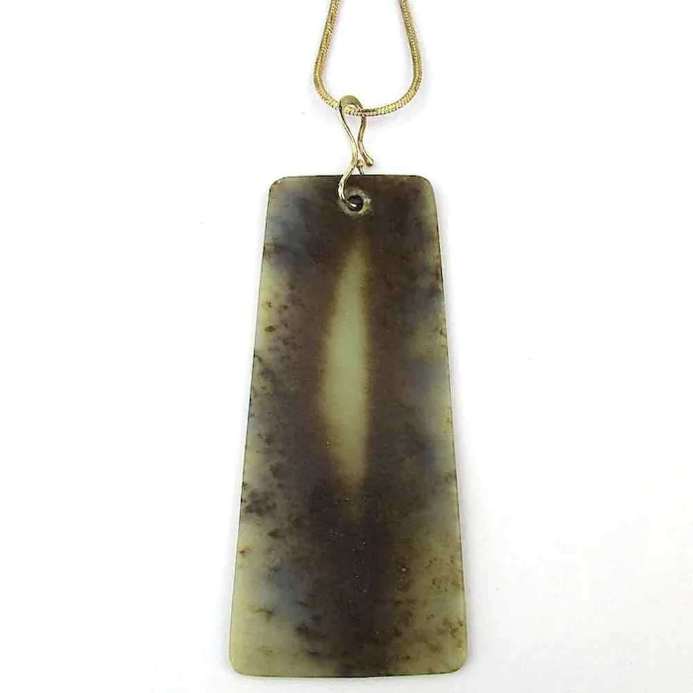 Handcarved Mystery Stone Pendant on Gilded Chain … - image 7