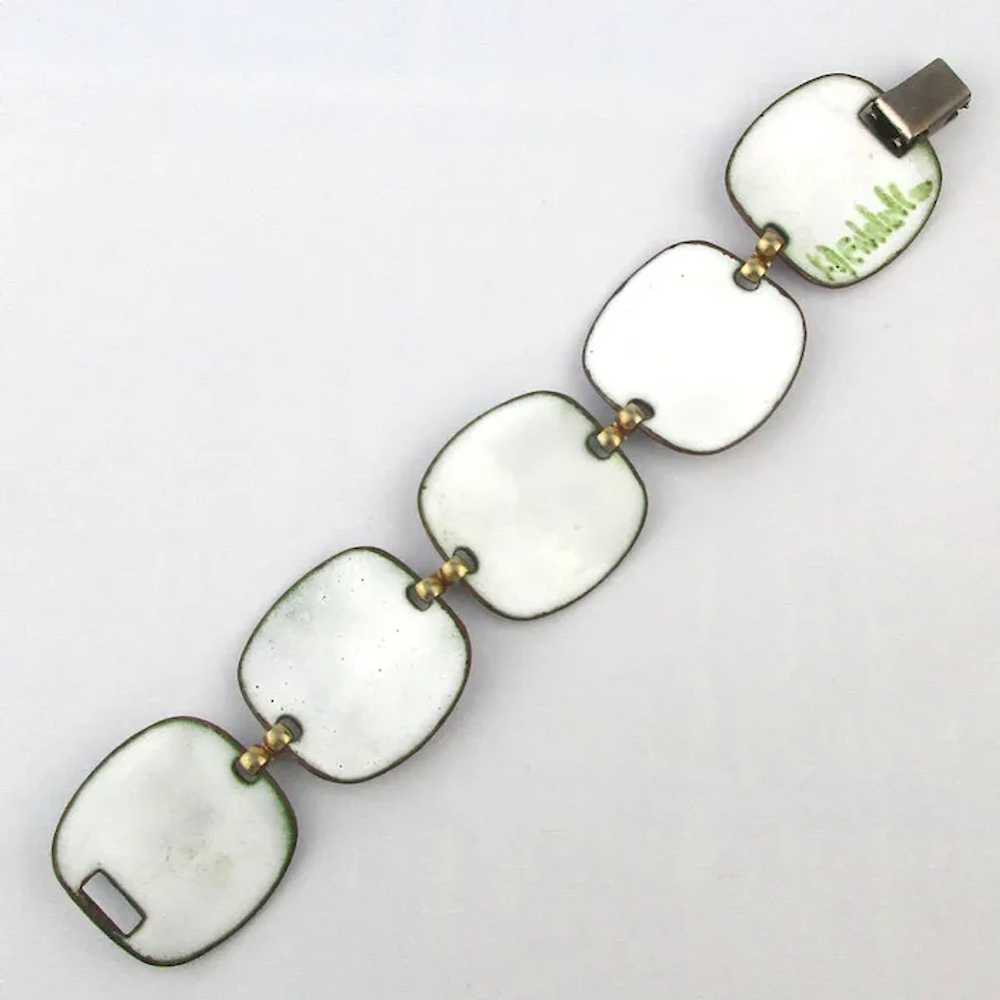 Vintage Mid Century Enamel 2024 on Copper Modernist Brooch's and Linked Panels Bracel