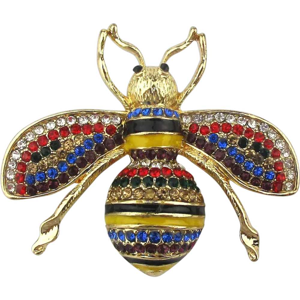 Fancy Rhinestone Enamel Bug Insect Pin Brooch - image 1