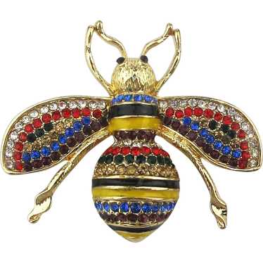 Fancy Rhinestone Enamel Bug Insect Pin Brooch