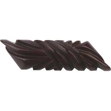 1930s Carved Chocolate Bakelite Pin Brooch - image 1