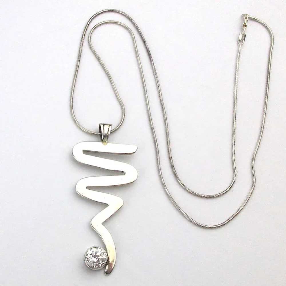 Vintage Mexican Sterling Silver Squiggle Pendant … - image 2