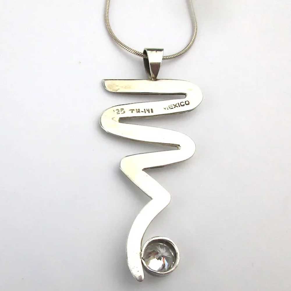 Vintage Mexican Sterling Silver Squiggle Pendant … - image 5