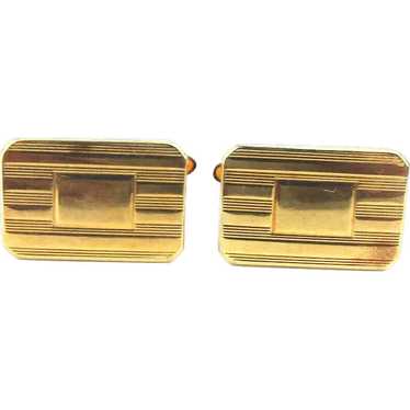Vintage KREMENTZ Gold-Filled Ribbed Cufflinks - image 1