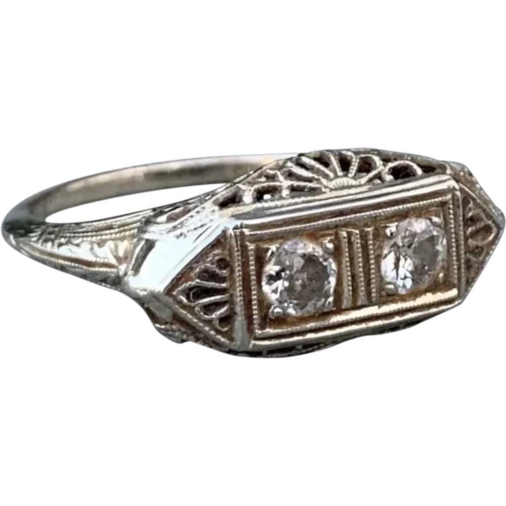 Art Deco 2 Stone Diamond Ring - image 1