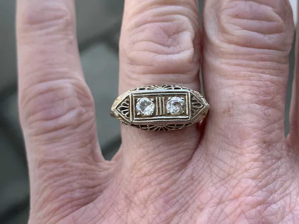 Art Deco 2 Stone Diamond Ring - image 2