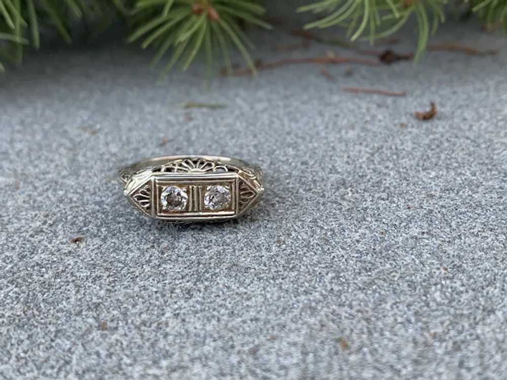 Art Deco 2 Stone Diamond Ring - image 6