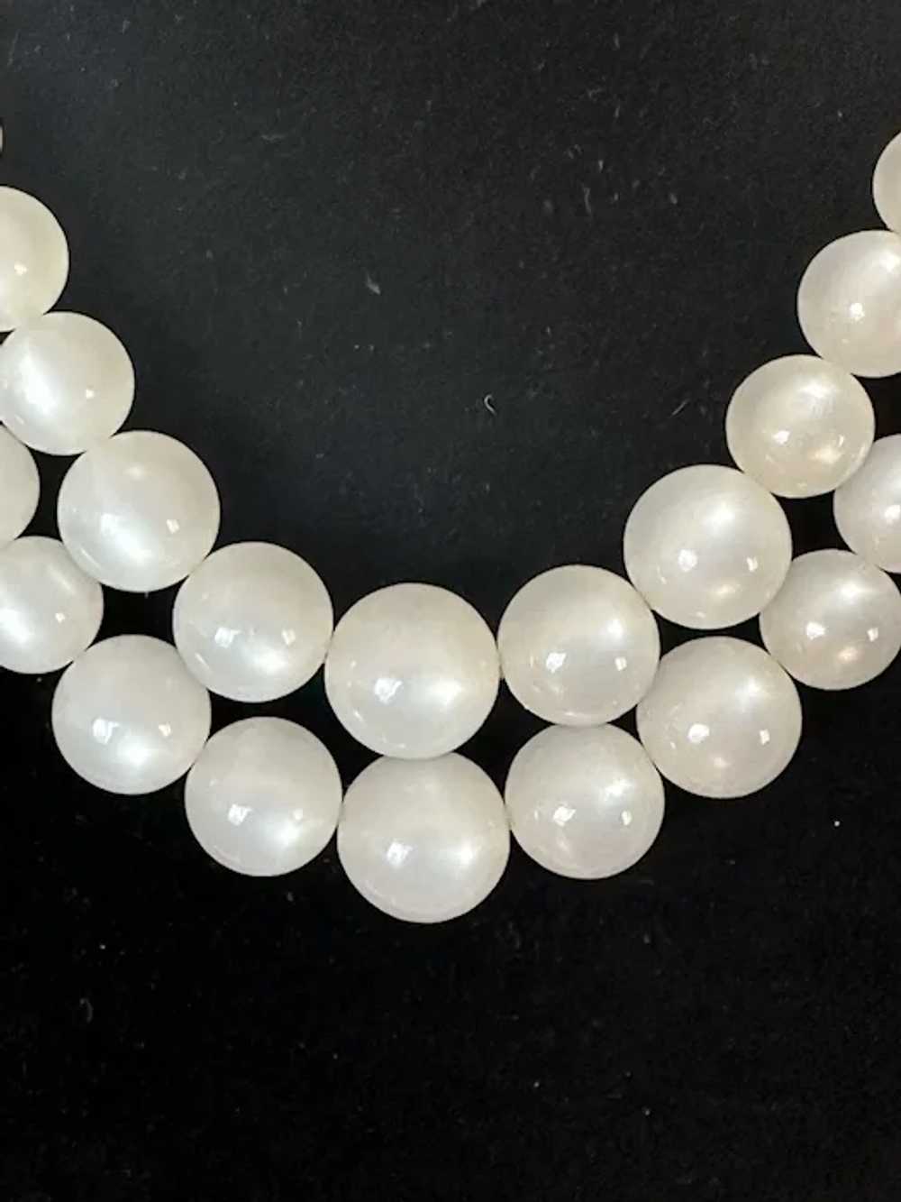 White Double Strand Graduated Moonglow Necklace - image 2