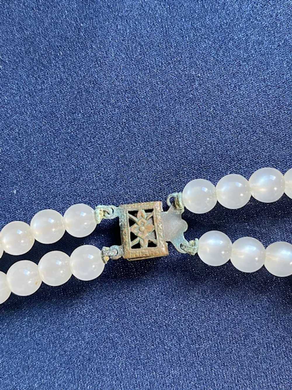 White Double Strand Graduated Moonglow Necklace - image 5