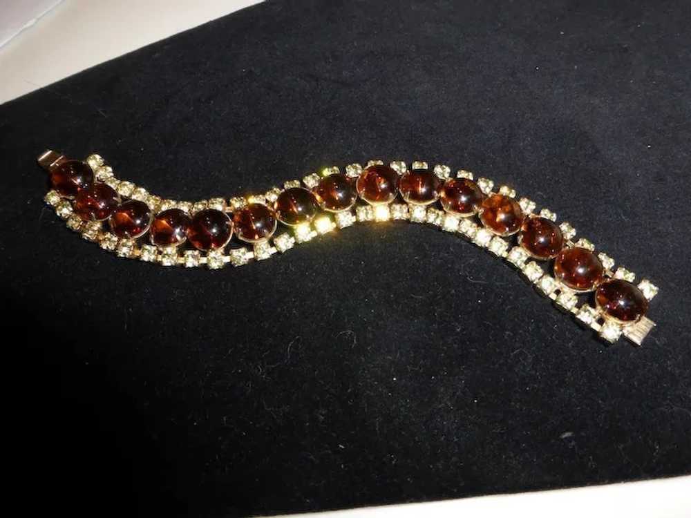 Vintage Topaz Amber Rhinestone Bracelet - image 2