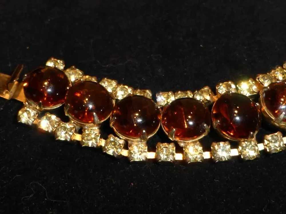 Vintage Topaz Amber Rhinestone Bracelet - image 3