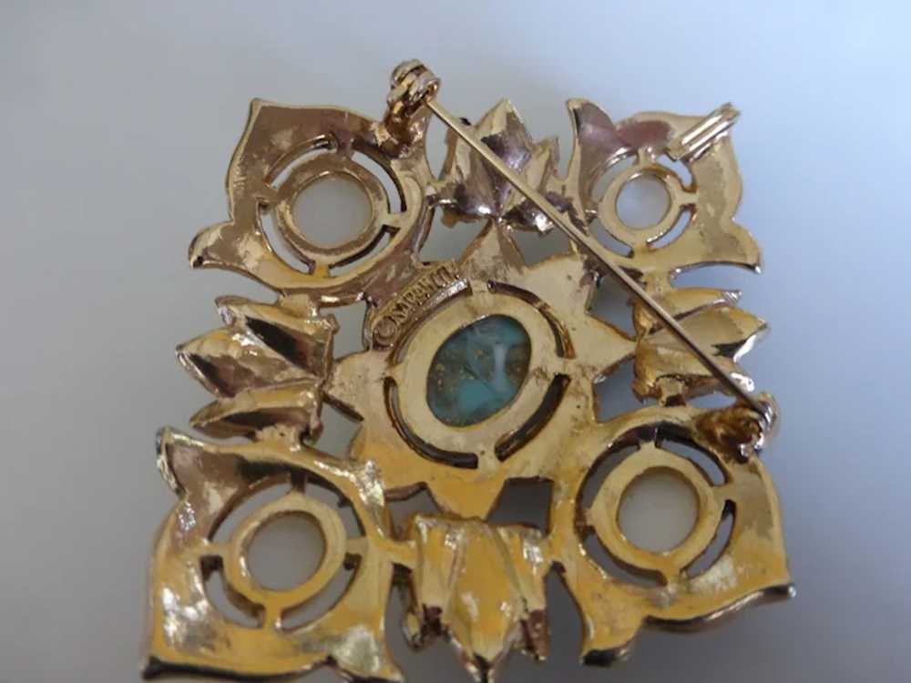 Large Sarah Coventry Brooch Pendant Art Glass & F… - image 5
