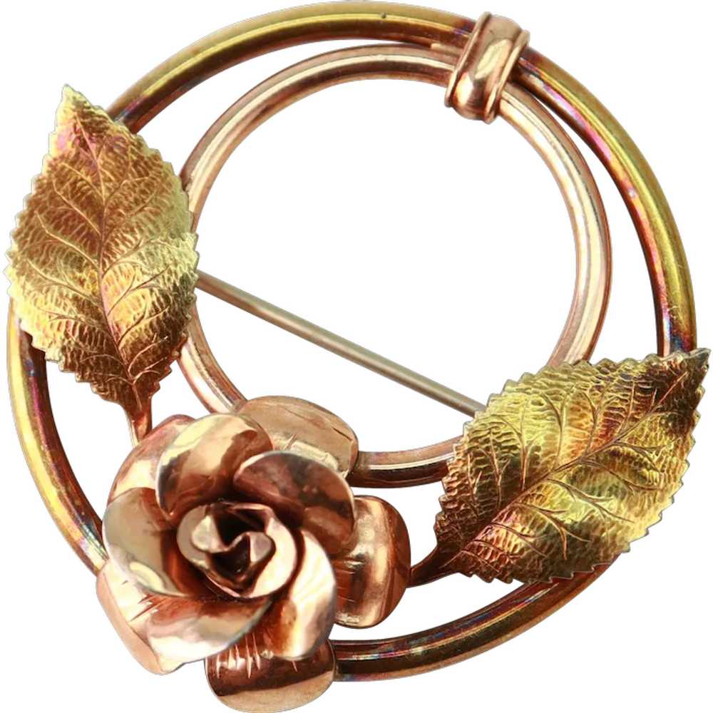 Diana Yellow & Rose Gold Filled Flower Wreath Cir… - image 1