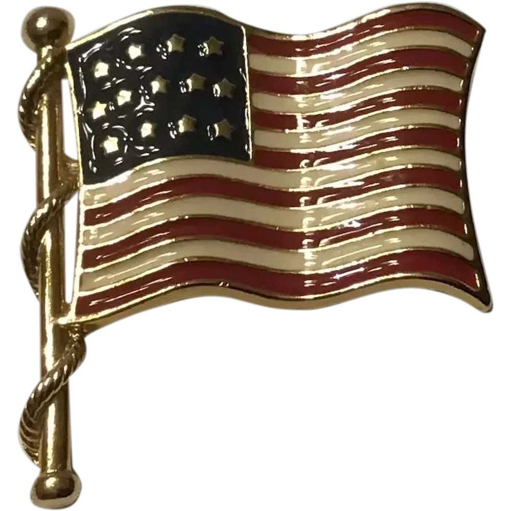 Patriotic Enamel American Flag Pin - image 1