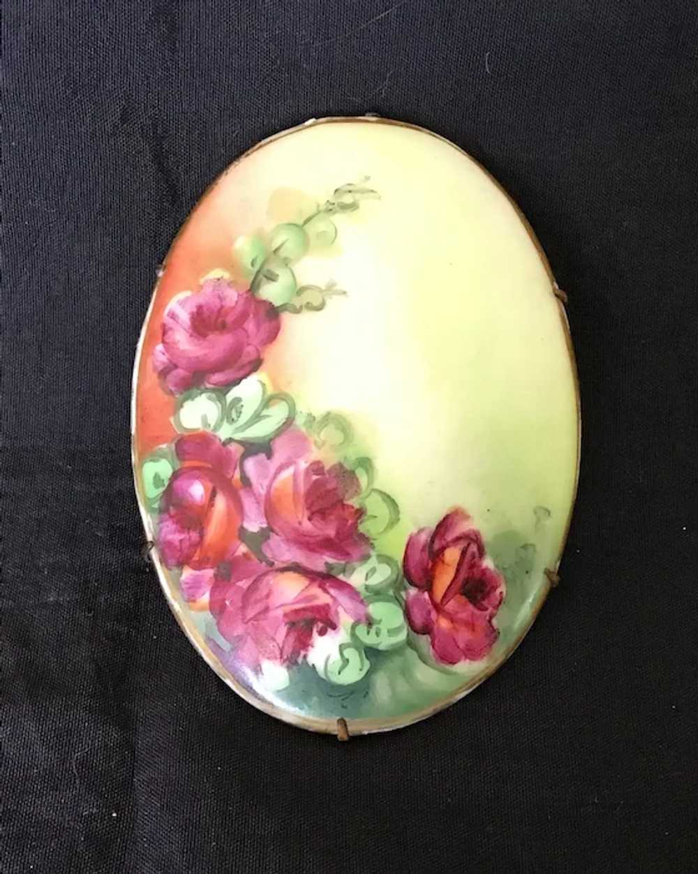 Hand Painted Porcelain Brooch - image 2