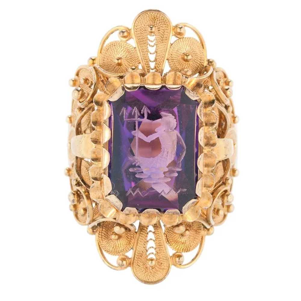 Antique: Large Carved Amethyst Ring in Spectacula… - image 2