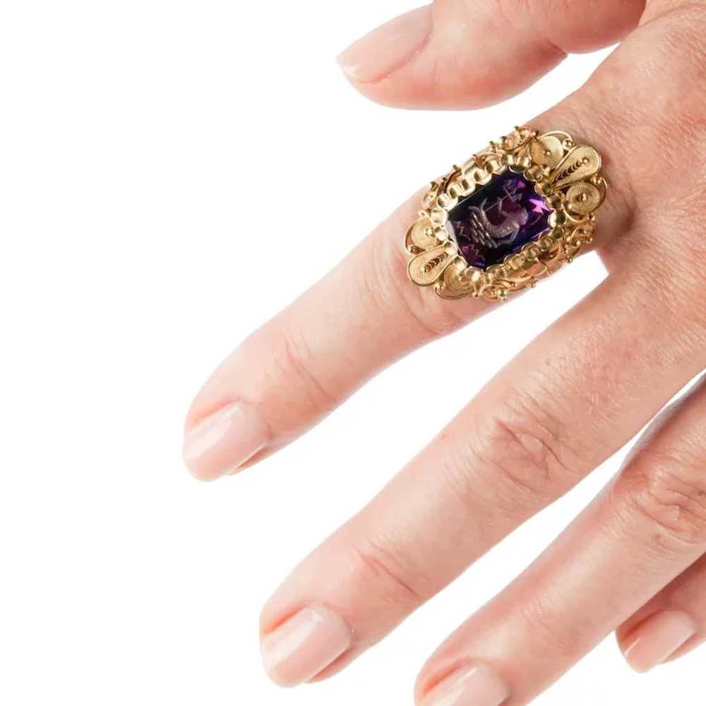 Antique: Large Carved Amethyst Ring in Spectacula… - image 4