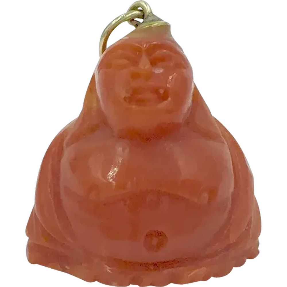 Coral Buddha Carved Charm Buddhism Yogi Pendant - image 1