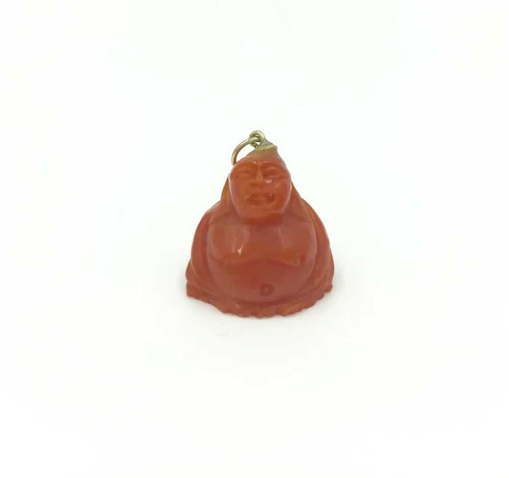 Coral Buddha Carved Charm Buddhism Yogi Pendant - image 2