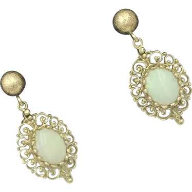 Opal 14K Yellow Gold Gemstone Pierced Earrings - image 1