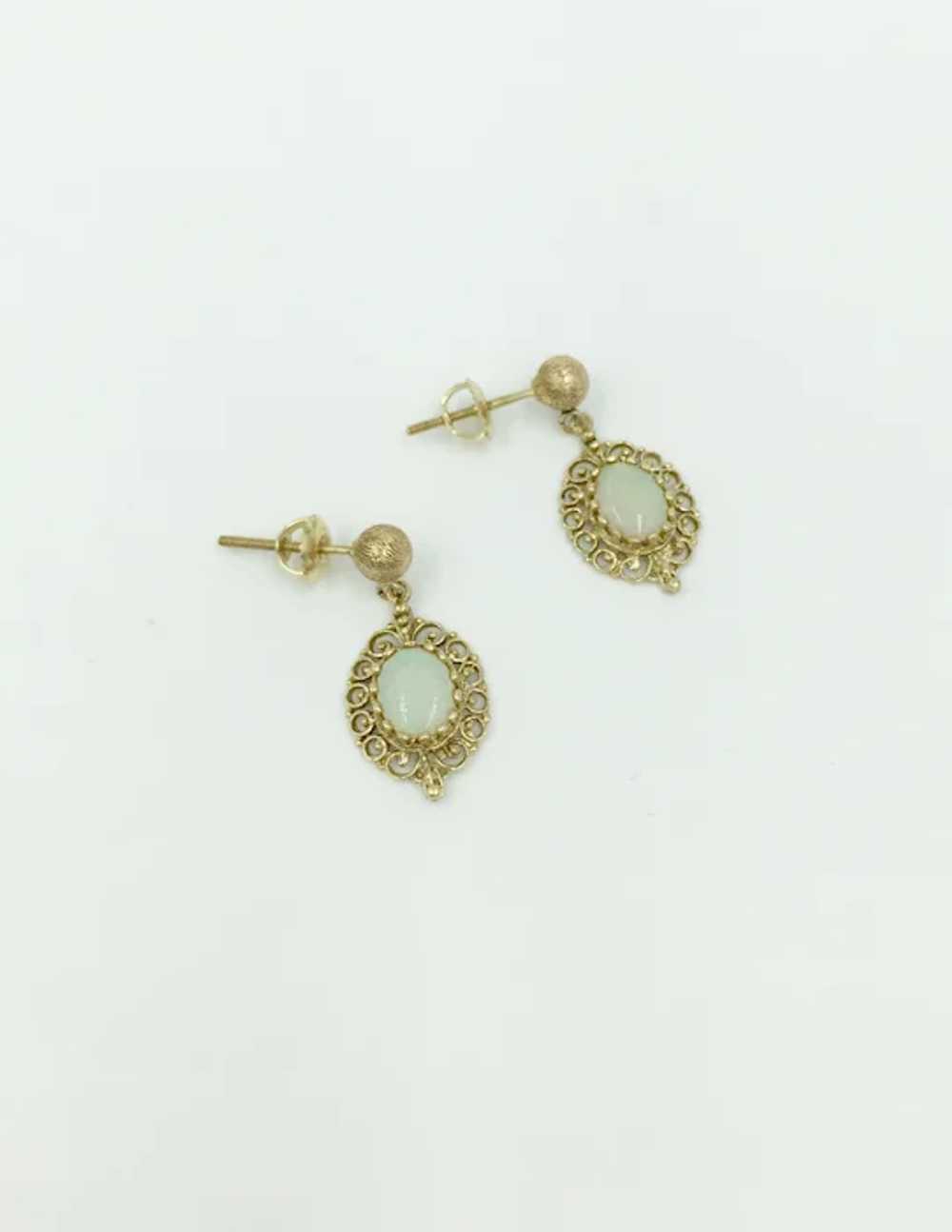 Opal 14K Yellow Gold Gemstone Pierced Earrings - image 2