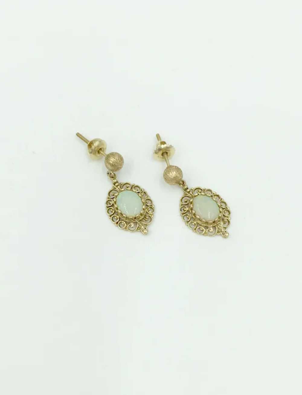 Opal 14K Yellow Gold Gemstone Pierced Earrings - image 3