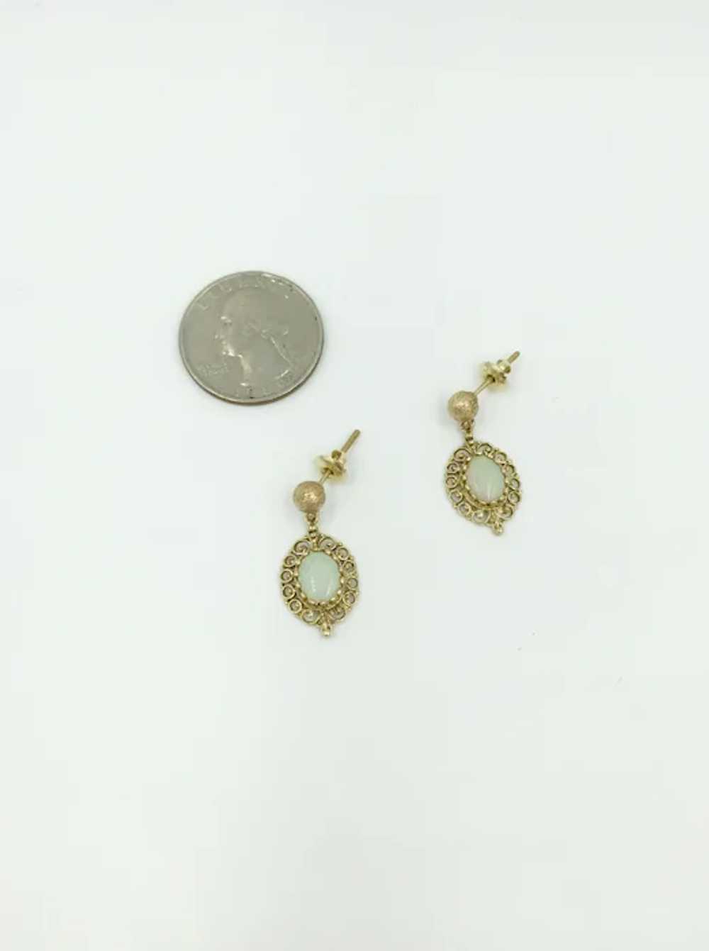 Opal 14K Yellow Gold Gemstone Pierced Earrings - image 4
