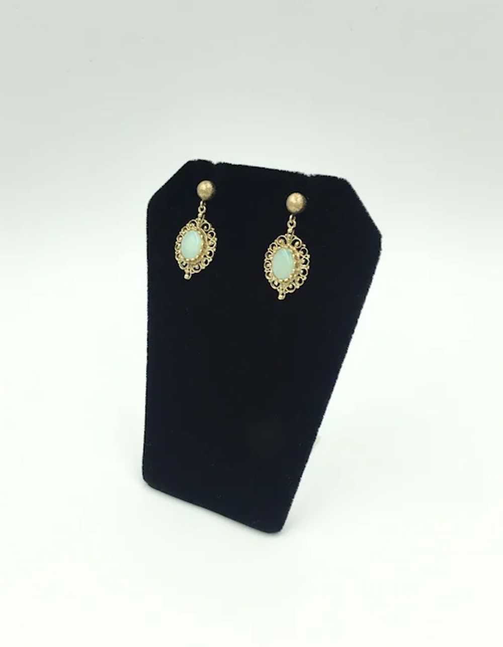 Opal 14K Yellow Gold Gemstone Pierced Earrings - image 5