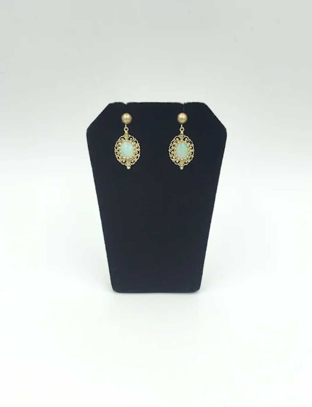 Opal 14K Yellow Gold Gemstone Pierced Earrings - image 6
