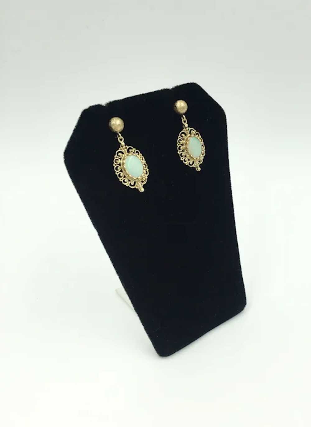 Opal 14K Yellow Gold Gemstone Pierced Earrings - image 7