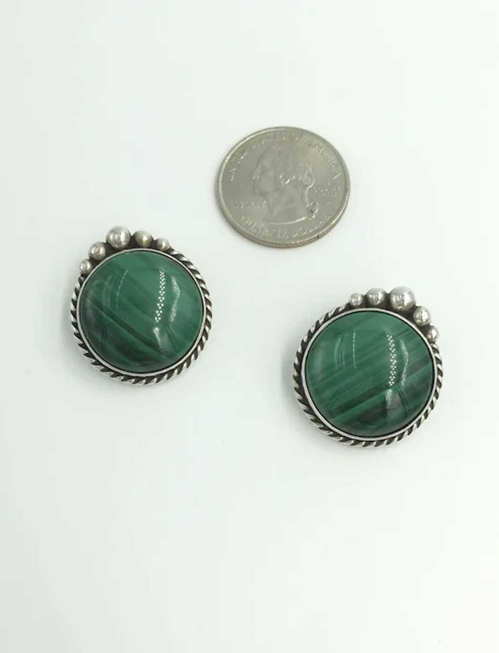 Vintage Sterling Silver Green Malachite Gemstone … - image 8