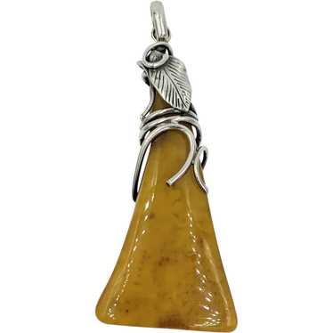 Magnificent Butterscotch Amber Pendant in Sterling