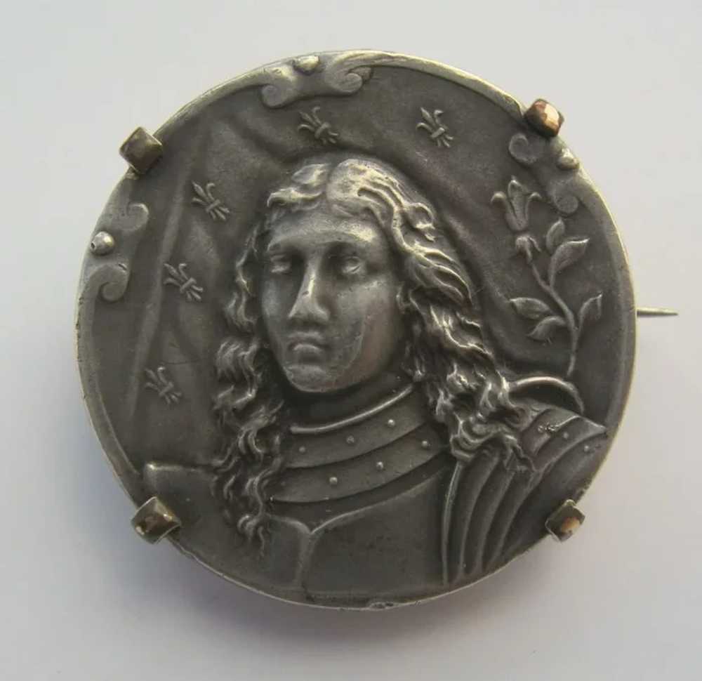 Old French Coin Prong Set Pin Brooch - image 2