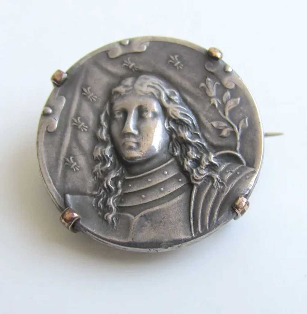 Old French Coin Prong Set Pin Brooch - image 3