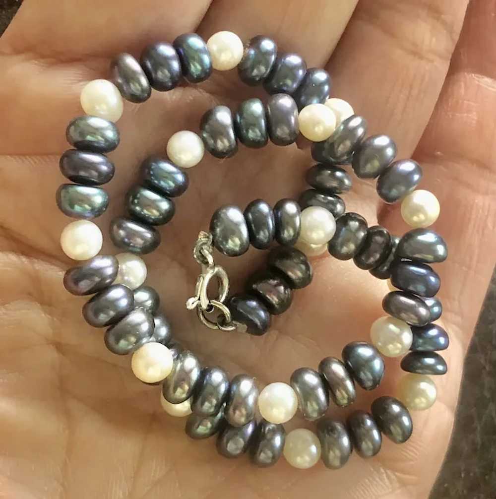 Beautiful Black White Freshwater Pearl Anklet 12”… - image 7