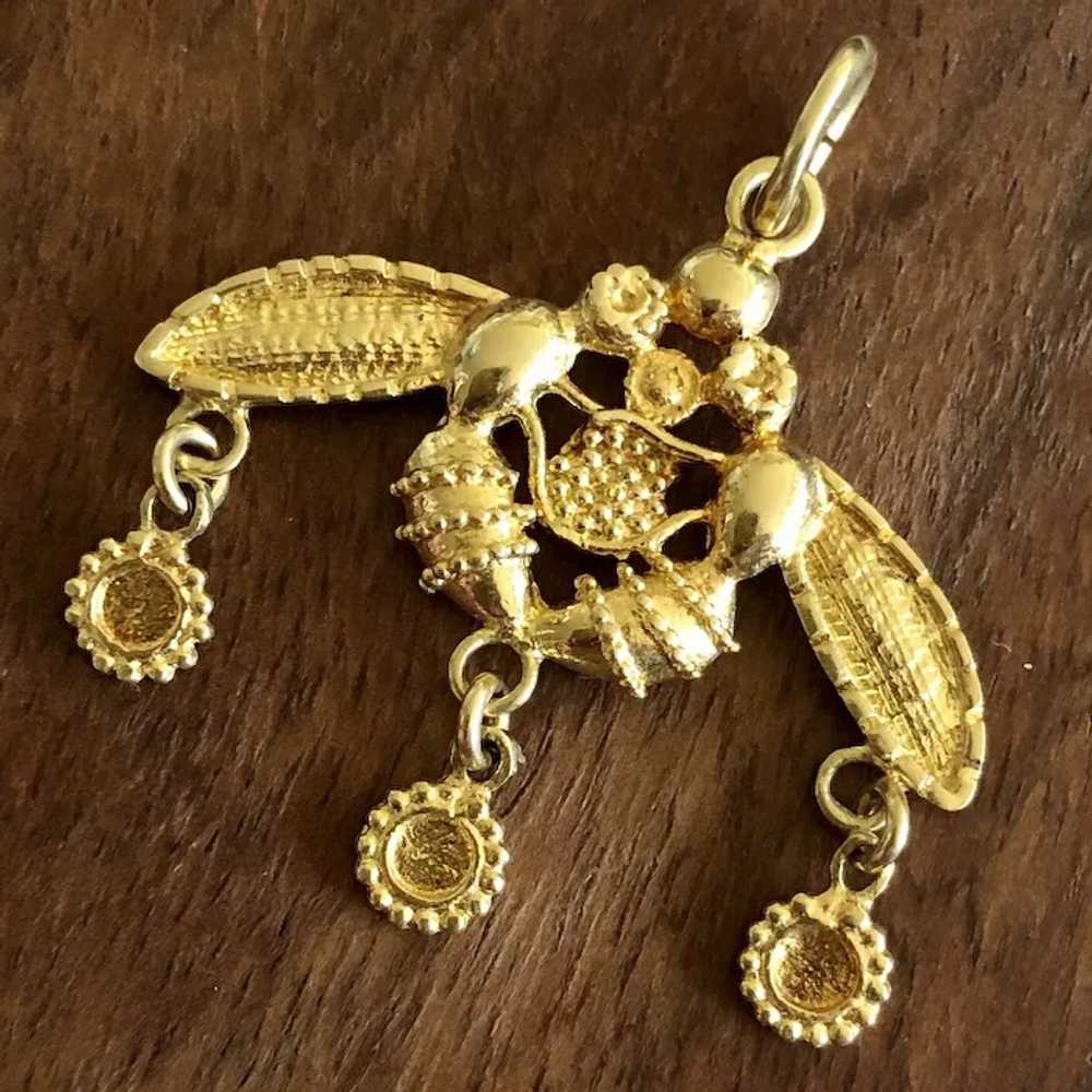 18K Solid Yellow Gold Minoan Cretan Malia Bees Pe… - image 2