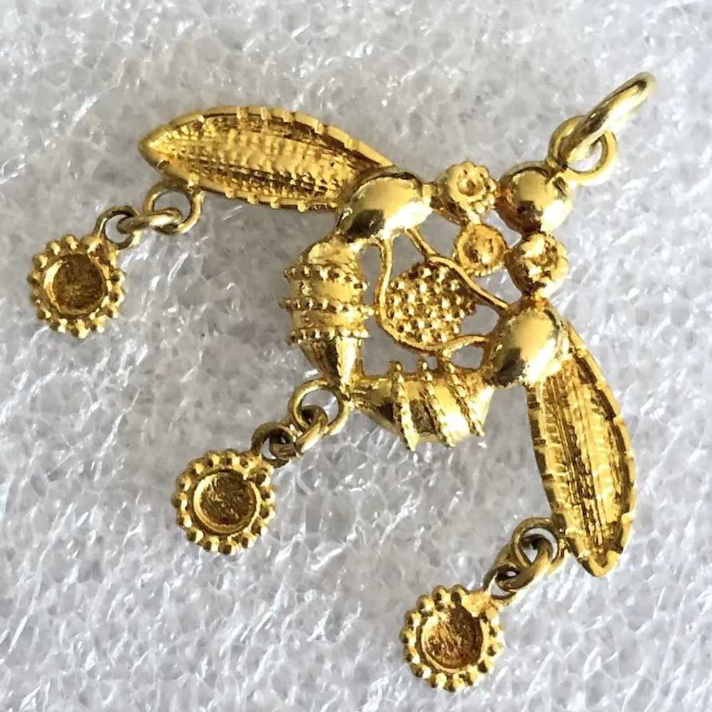 18K Solid Yellow Gold Minoan Cretan Malia Bees Pe… - image 5