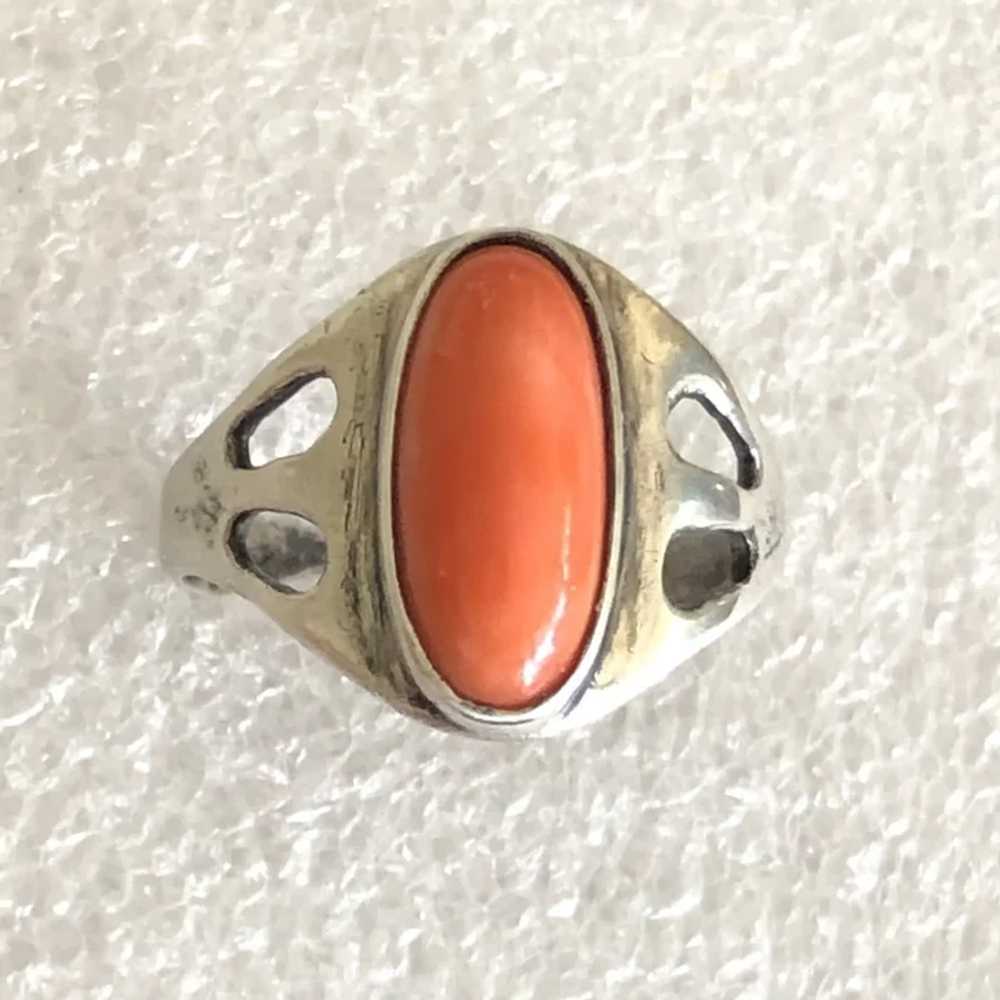 Vintage Natural Salmon Red Coral Sterling Silver … - image 5