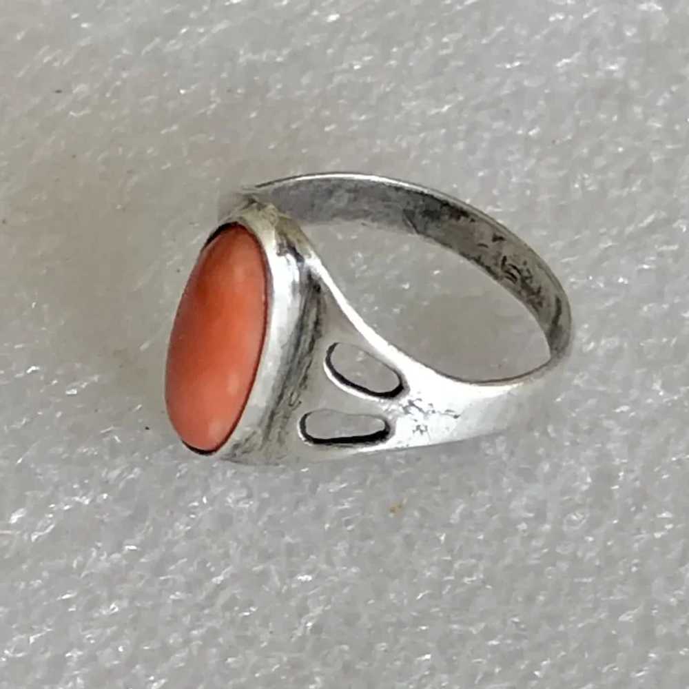 Vintage Natural Salmon Red Coral Sterling Silver … - image 8