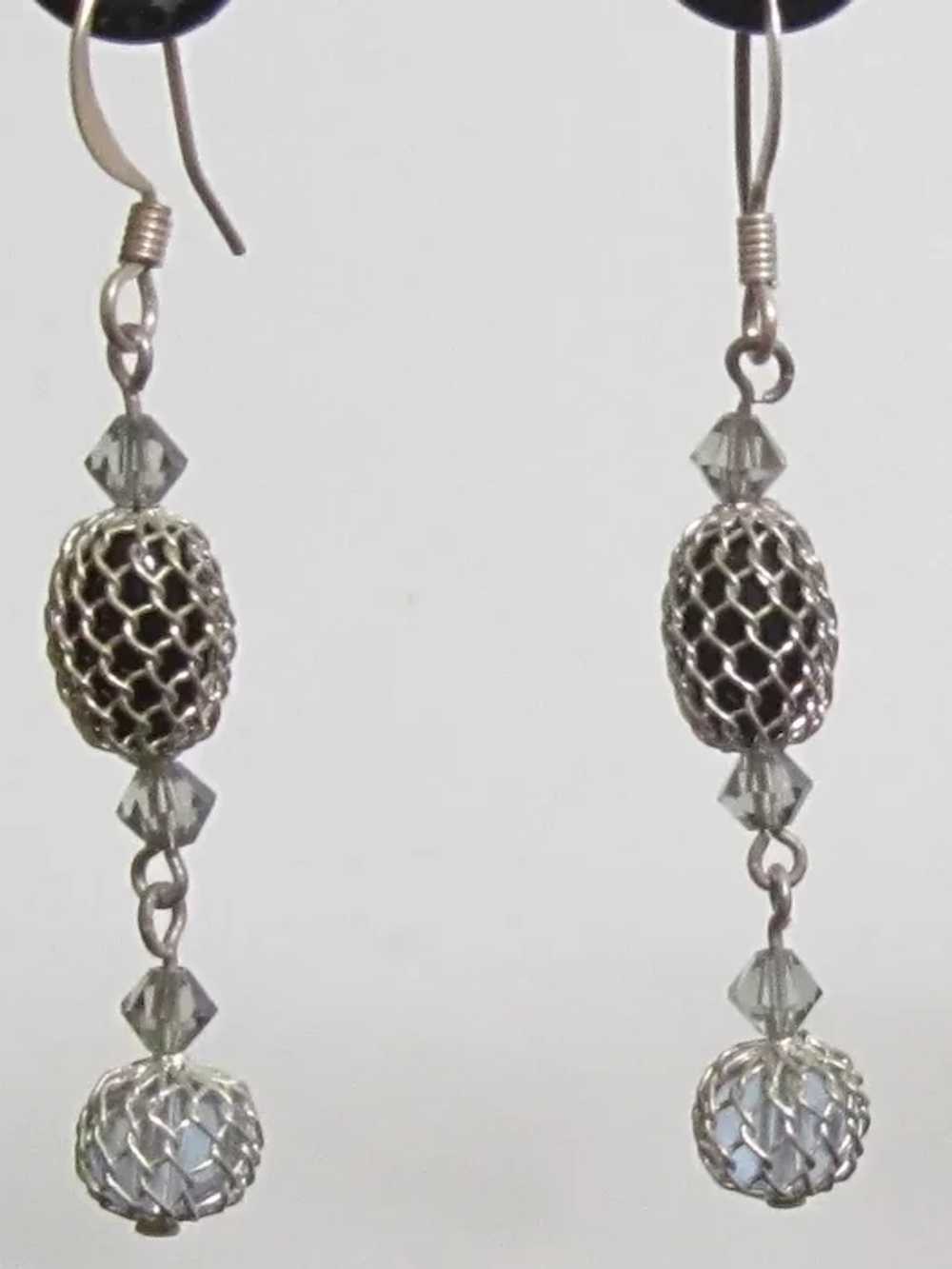 Vintage Silver Tone Dangle Earrings - image 2