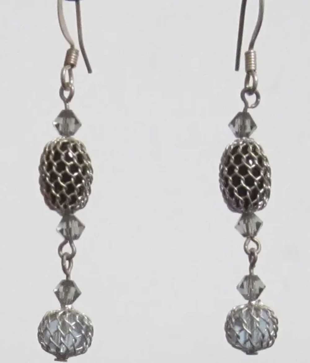 Vintage Silver Tone Dangle Earrings - image 3