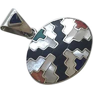 Sterling Silver Inlaid Pendant - image 1