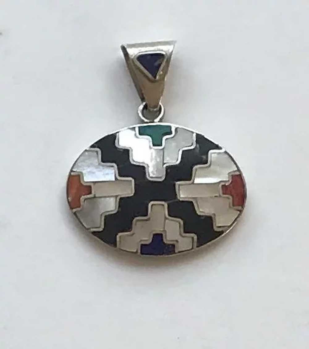 Sterling Silver Inlaid Pendant - image 2