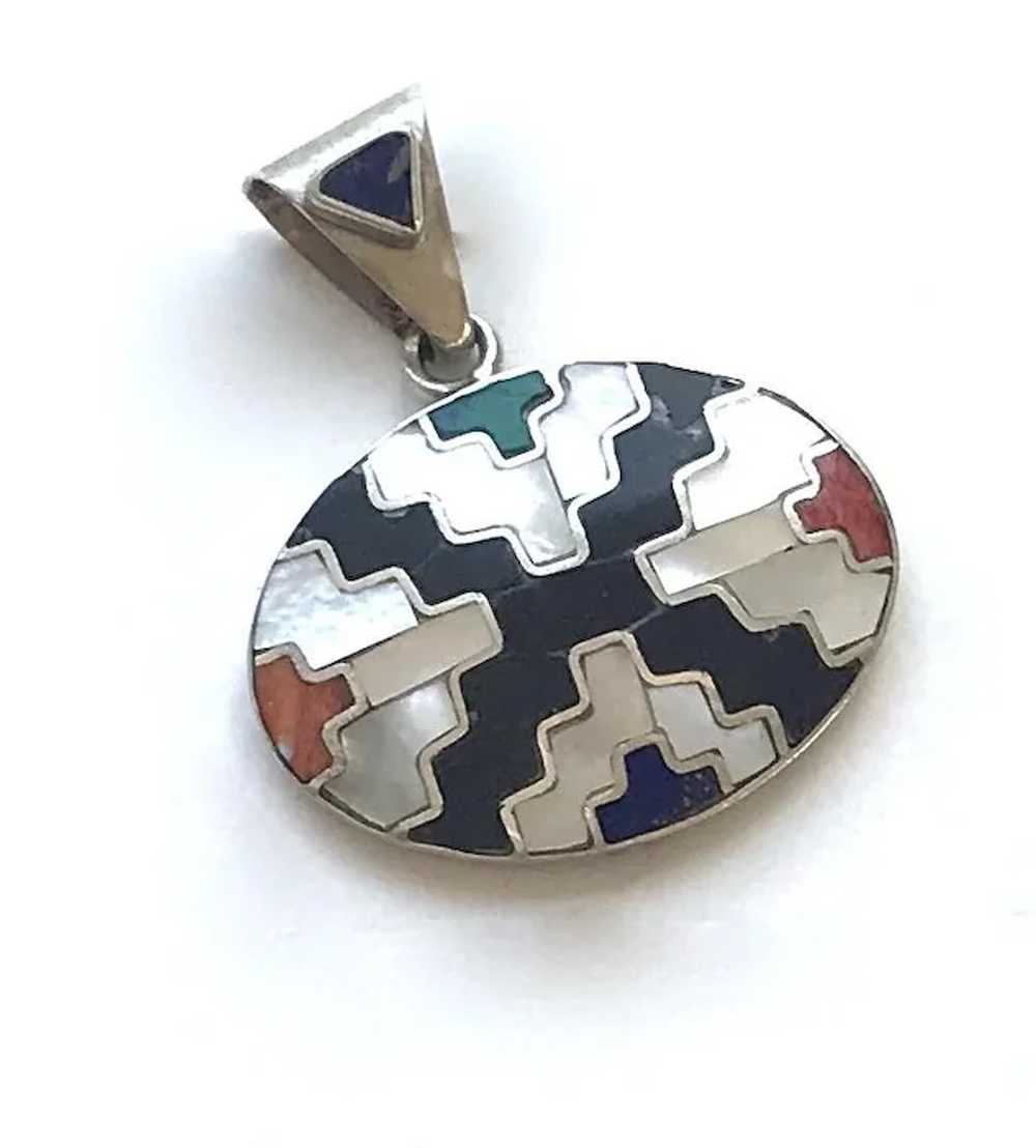 Sterling Silver Inlaid Pendant - image 4
