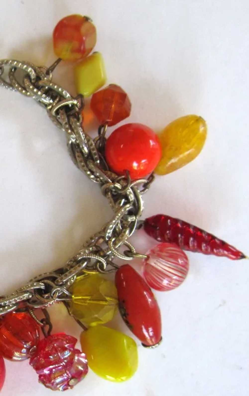 Vintage Art Glass Charm Bracelet. - image 4