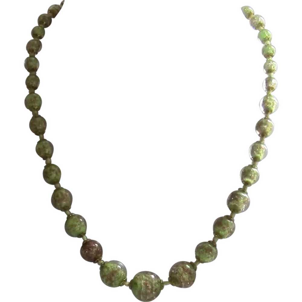 Lovely Speckled Glass Bead Necklace - image 1