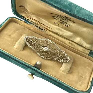 Art Deco Old European Diamond Filigree Pin
