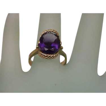 Art Deco 10k Yellow Gold Huge Natural Amethyst Rin