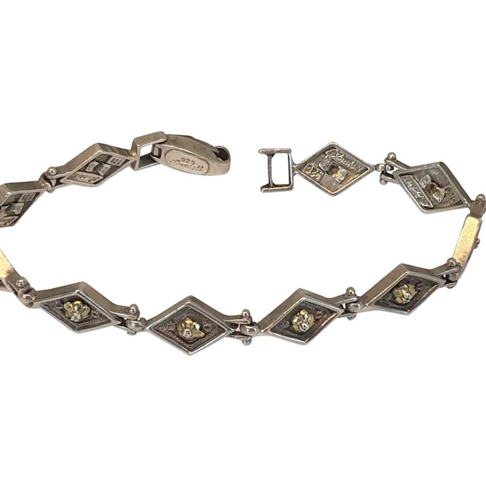 Vintage Anatoli Sterling Silver Two-Tone Triangul… - image 1